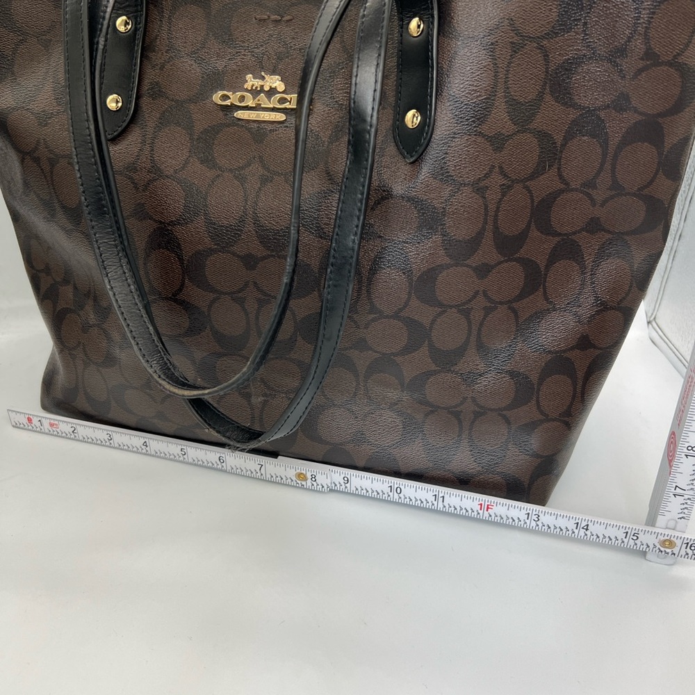 Coach Brown and Black Signature Canvas Tote - Picture 7 of 9